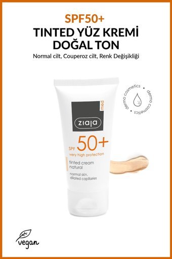 Ziaja Renkli 50 Faktör Tüm Ciltler İçin Nemlendirici Kapatıcılı Suya Dayanıklı Yüz ve Vücut Güneş Kremi 50 ml