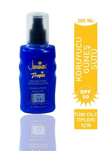 Jamaican Tropic 50 Faktör Tüm Ciltler İçin Nemlendirici Suya Dayanıklı Yüz ve Vücut Güneş Kremi 200 ml