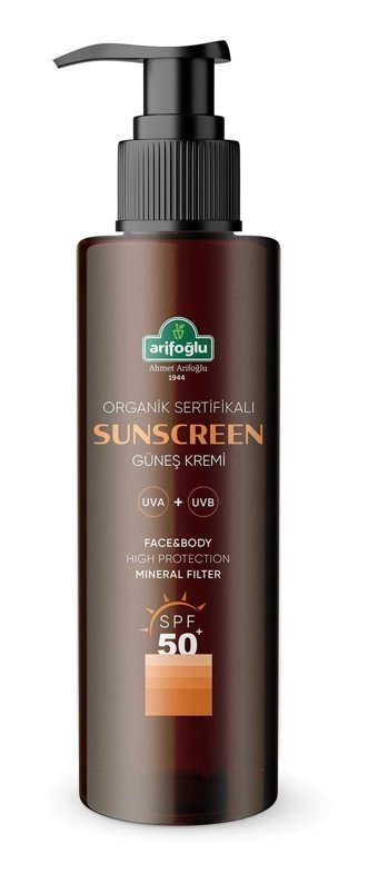 Arifoğlu 50 Faktör Tüm Ciltler İçin Leke Karşıtı Nemlendirici Yağsız Suya Dayanıklı Yüz ve Vücut Güneş Kremi 150 ml
