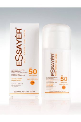 Essayer 50 Faktör Tüm Ciltler İçin Leke Karşıtı Nemlendirici Yağsız Suya Dayanıklı Yüz ve Vücut Güneş Losyonu 125 ml