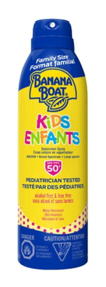 Banana Boat Kids 50 Faktör Tüm Ciltler İçin Leke Karşıtı Nemlendirici Yağsız Suya Dayanıklı Yüz ve Vücut Güneş Kremi 50 ml