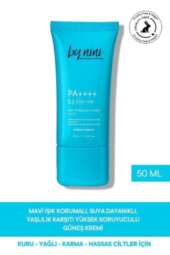 By Nini 50 Faktör Tüm Ciltler İçin Leke Karşıtı Nemlendirici Suya Dayanıklı Yüz Güneş Kremi 50 ml