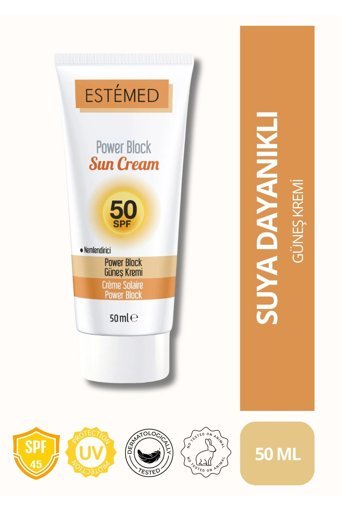 Estemed 50 Faktör Tüm Ciltler İçin Nemlendirici Suya Dayanıklı Yüz Güneş Kremi 50 ml