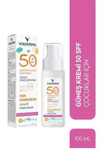 Viaderma 50 Faktör Tüm Ciltler İçin Nemlendirici Suya Dayanıklı Yüz ve Vücut Güneş Kremi 100 ml
