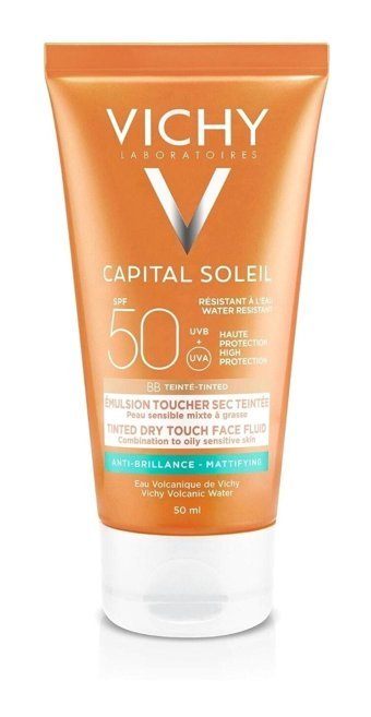 Vichy Ideal Soleil 50 Faktör Karma Yağlı Ciltler İçin Leke Karşıtı Nemlendirici Suya Dayanıklı Yüz ve Vücut Güneş Kremi 50 ml