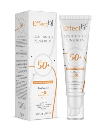 Effectha Light Tinted 50 Faktör Tüm Ciltler İçin Nemlendirici Suya Dayanıklı Yüz Güneş Kremi 50 ml