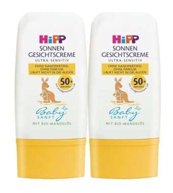 Hipp 50 Faktör Tüm Ciltler İçin Leke Karşıtı Nemlendirici Yağsız Suya Dayanıklı Yüz Güneş Kremi 2x30 ml