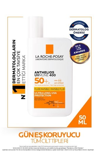 La Roche Posay Anthelios Uvmune 50 Faktör Tüm Ciltler İçin Leke Karşıtı Nemlendirici Yağsız Suya Dayanıklı Yüz ve Vücut Güneş Kremi 50 ml