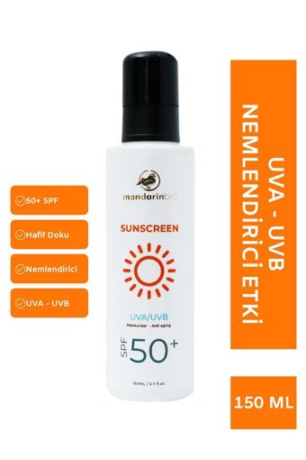 Mandarinbird 50 Faktör Tüm Ciltler İçin Nemlendirici Suya Dayanıklı Yüz ve Vücut Güneş Kremi 150 ml