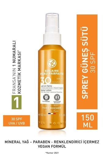 Yves Rocher Lasting Protective 30 Faktör Tüm Ciltler İçin Leke Karşıtı Nemlendirici Yağsız Suya Dayanıklı Yüz ve Vücut Güneş Kremi 150 ml