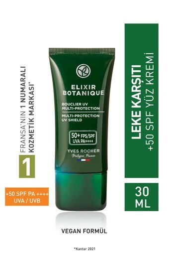 Yves Rocher Anti Aging 50 Faktör Tüm Ciltler İçin Leke Karşıtı Nemlendirici Yaşlanma Karşıtı Yağsız Suya Dayanıklı Yüz Güneş Kremi 50 ml