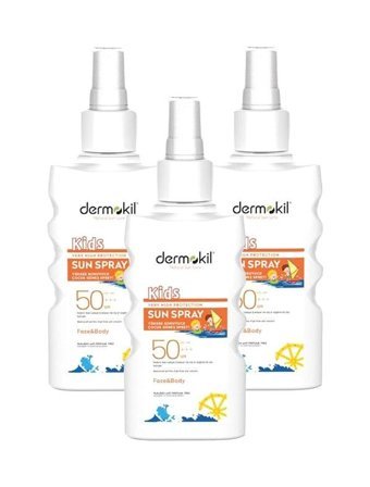 Dermokil 50 Faktör Tüm Ciltler İçin Nemlendirici Suya Dayanıklı Yüz ve Vücut Güneş Kremi 3x200 ml
