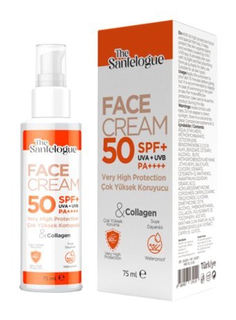 The Santelogue 50 Faktör Tüm Ciltler İçin Nemlendirici Suya Dayanıklı Yüz ve Vücut Güneş Kremi 75 ml