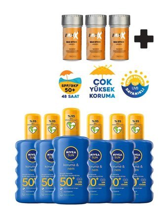 Nivea Sun 50 Faktör Tüm Ciltler İçin Leke Karşıtı Nemlendirici Yağsız Suya Dayanıklı Yüz ve Vücut Güneş Kremi 6x200 ml