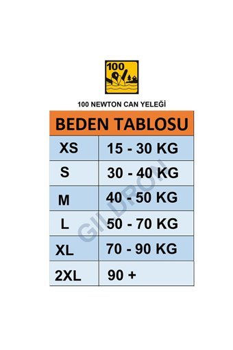Gildron 100 Newton Fermuarlı Sertifikalı Yetişkin Turuncu M Can Yeleği