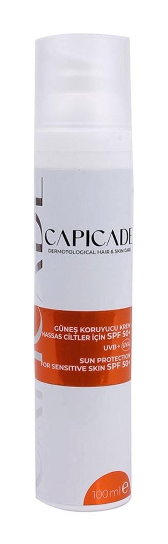 Capicade 50 Faktör Hassas Ciltler İçin Nemlendirici Suya Dayanıklı Yüz Güneş Kremi 100 ml