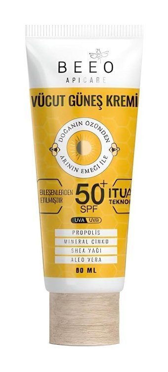 Bee'O 50 Faktör Tüm Ciltler İçin Leke Karşıtı Nemlendirici Yağsız Suya Dayanıklı Yüz ve Vücut Güneş Kremi 50 ml