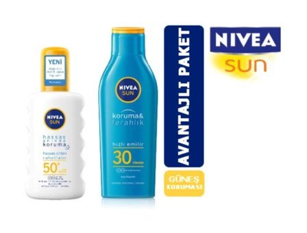 Nivea Sun 50 Faktör Hassas Ciltler İçin Leke Karşıtı Nemlendirici Yağsız Suya Dayanıklı Yüz ve Vücut Güneş Kremi 200 ml