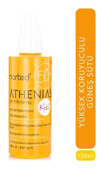 Narted Athenias 50 Faktör Tüm Ciltler İçin Nemlendirici Suya Dayanıklı Yüz Güneş Sütü 150 ml
