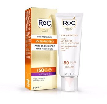 Roc Sun Care 50 Faktör Tüm Ciltler İçin Leke Karşıtı Nemlendirici Yağsız Suya Dayanıklı Yüz ve Vücut Güneş Kremi 50 ml