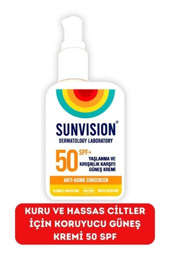 Sunvision 50 Faktör Tüm Ciltler İçin Nemlendirici Yaşlanma Karşıtı Suya Dayanıklı Yüz Güneş Kremi 50 ml