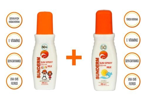 Sunderm 50 Faktör Tüm Ciltler İçin Nemlendirici Suya Dayanıklı Yüz ve Vücut Güneş Kremi 200 ml