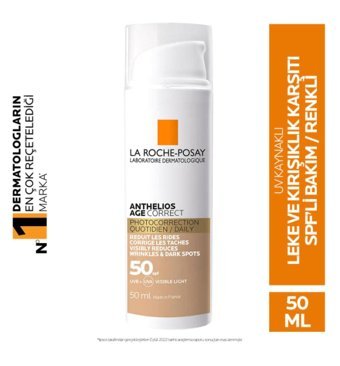 La Roche Posay Anthelios Renkli 50 Faktör Tüm Ciltler İçin Nemlendirici Yaşlanma Karşıtı Kapatıcılı Suya Dayanıklı Yüz Güneş Kremi 50 ml