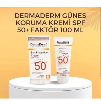 Dermaderm 50 Faktör Tüm Ciltler İçin Leke Karşıtı Nemlendirici Yağsız Suya Dayanıklı Yüz ve Vücut Güneş Kremi 100 ml