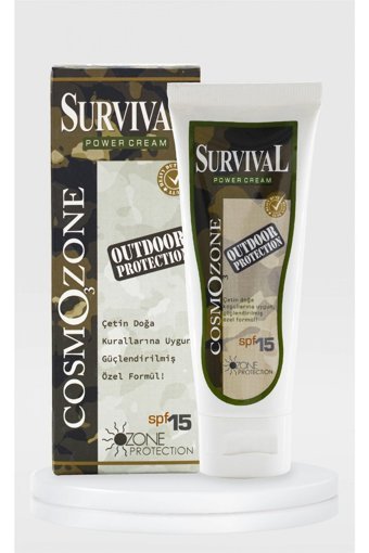 Cosmozone Survival 50 Faktör Tüm Ciltler İçin Leke Karşıtı Nemlendirici Yağsız Suya Dayanıklı Yüz ve Vücut Güneş Kremi 75 ml