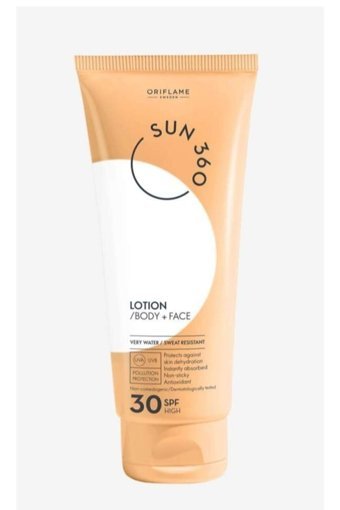 Oriflame Sun 360 30 Faktör Tüm Ciltler İçin Leke Karşıtı Nemlendirici Yağsız Suya Dayanıklı Yüz Güneş Losyonu 125 ml