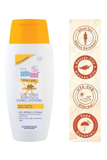 Sebamed Sun Bebe 50 Faktör Tüm Ciltler İçin Nemlendirici Suya Dayanıklı Yüz Güneş Losyonu 150 ml