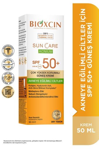 Bioxcin Sun Care 50 Faktör Tüm Ciltler İçin Leke Karşıtı Nemlendirici Yağsız Suya Dayanıklı Yüz ve Vücut Güneş Kremi 50 ml