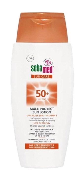 Sebamed 50 Faktör Tüm Ciltler İçin Leke Karşıtı Nemlendirici Yağsız Suya Dayanıklı Yüz ve Vücut Güneş Losyonu 150 ml