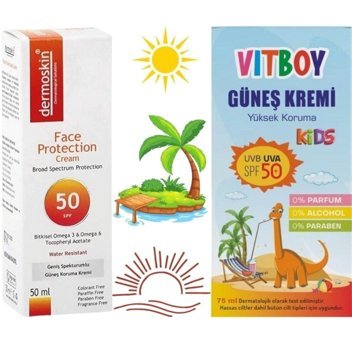 Dermoskin Protection 50 Faktör Tüm Ciltler İçin Leke Karşıtı Nemlendirici Yağsız Suya Dayanıklı Yüz ve Vücut Güneş Kremi 75 ml