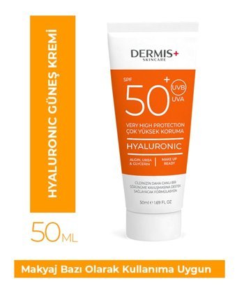 Dermis Plus 50 Faktör Tüm Ciltler İçin Leke Karşıtı Nemlendirici Yağsız Suya Dayanıklı Yüz ve Vücut Güneş Kremi 50 ml