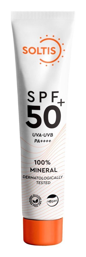 Soltis 50 Faktör Tüm Ciltler İçin Leke Karşıtı Nemlendirici Yağsız Suya Dayanıklı Yüz ve Vücut Güneş Kremi 50 ml