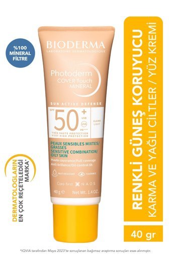 Bioderma Light Colored 50 Faktör Tüm Ciltler İçin Leke Karşıtı Nemlendirici Yağsız Suya Dayanıklı Yüz ve Vücut Güneş Kremi 40 ml