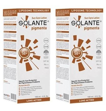 Solante Sun Care 50 Faktör Tüm Ciltler İçin Leke Karşıtı Nemlendirici Yağsız Suya Dayanıklı Yüz ve Vücut Güneş Kremi 2x150 ml