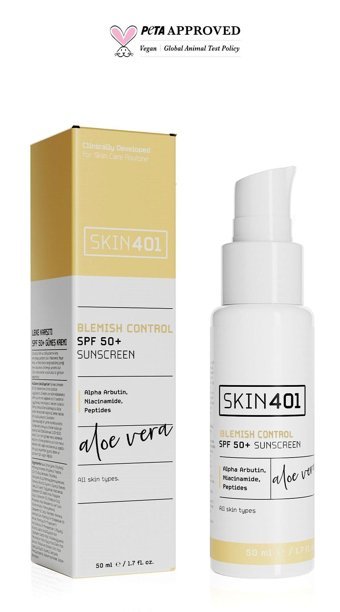 Skin401 50 Faktör Tüm Ciltler İçin Leke Karşıtı Nemlendirici Suya Dayanıklı Yüz Güneş Kremi 50 ml