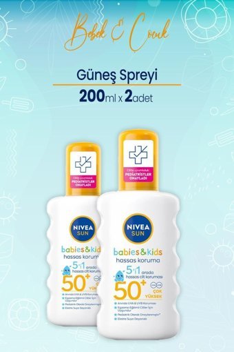 Nivea Sun 50 Faktör Tüm Ciltler İçin Leke Karşıtı Nemlendirici Yağsız Suya Dayanıklı Yüz ve Vücut Güneş Kremi 2x200 ml