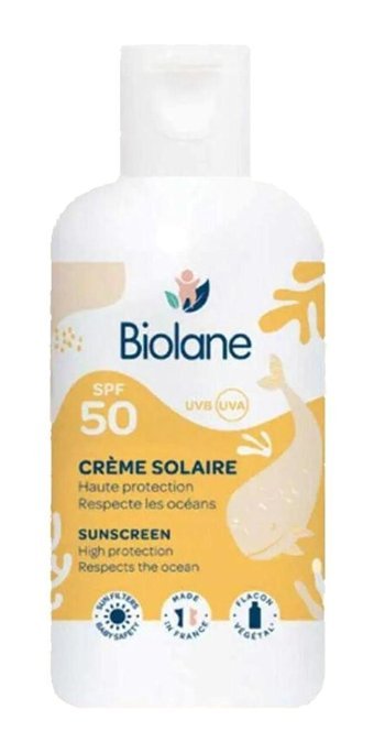 Biolane 50 Faktör Tüm Ciltler İçin Leke Karşıtı Nemlendirici Yağsız Suya Dayanıklı Yüz ve Vücut Güneş Kremi 50 ml