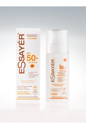 Essayer Anti Aging 50 Faktör Tüm Ciltler İçin Leke Karşıtı Nemlendirici Yaşlanma Karşıtı Yağsız Suya Dayanıklı Yüz Güneş Kremi 50 ml