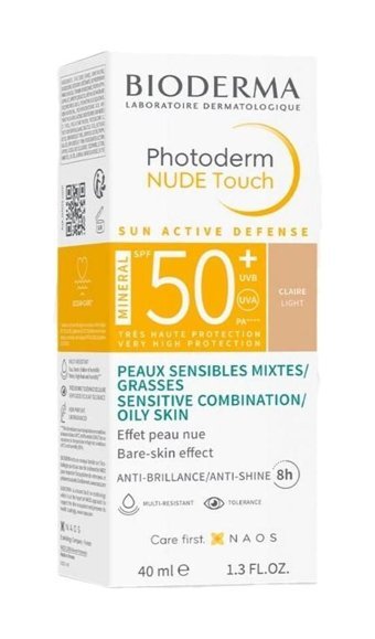 Bioderma Photoderm Nude Touch Light 50 Faktör Tüm Ciltler İçin Leke Karşıtı Nemlendirici Yağsız Suya Dayanıklı Yüz ve Vücut Güneş Kremi 40 ml