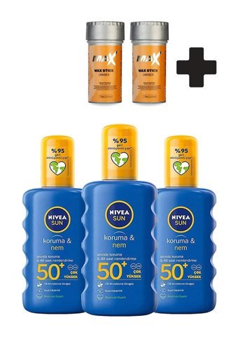 Nivea Sun 50 Faktör Tüm Ciltler İçin Nemlendirici Suya Dayanıklı Yüz ve Vücut Güneş Kremi 3x200 ml