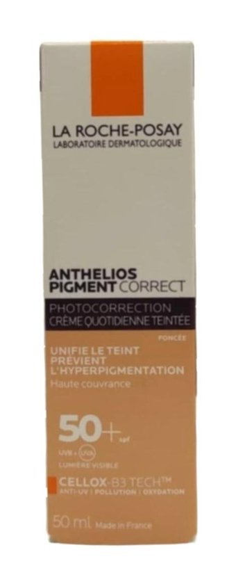La Roche Posay Anthelios Pigment Renkli 50 Faktör Tüm Ciltler İçin Leke Karşıtı Nemlendirici Yağsız Suya Dayanıklı Yüz ve Vücut Güneş Kremi 50 ml