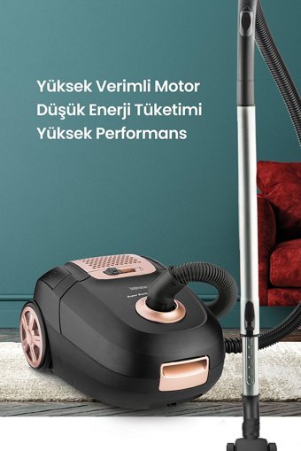 Goldmaster Zen 4 1400 W Yatay Hepa Filtreli Toz Torbalı Süpürge Gold - Siyah