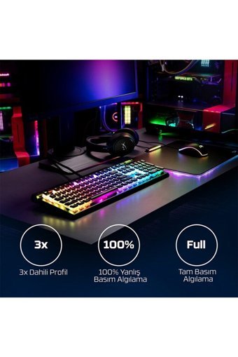 Hyperx Elite 2 İngilizce Q RGB Red Switch Kablolu Siyah Mekanik Gaming Klavye