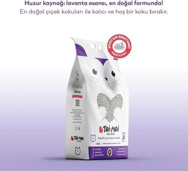 Toi Moi Lavanta Kokulu Topaklanan İnce Taneli Sodyum Bentonit Kedi Kumu 5 lt
