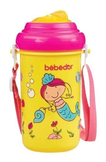 Bebedor Pipetli Kulpsuz 360 ml Alıştırma Bardağı Pembe Sarı