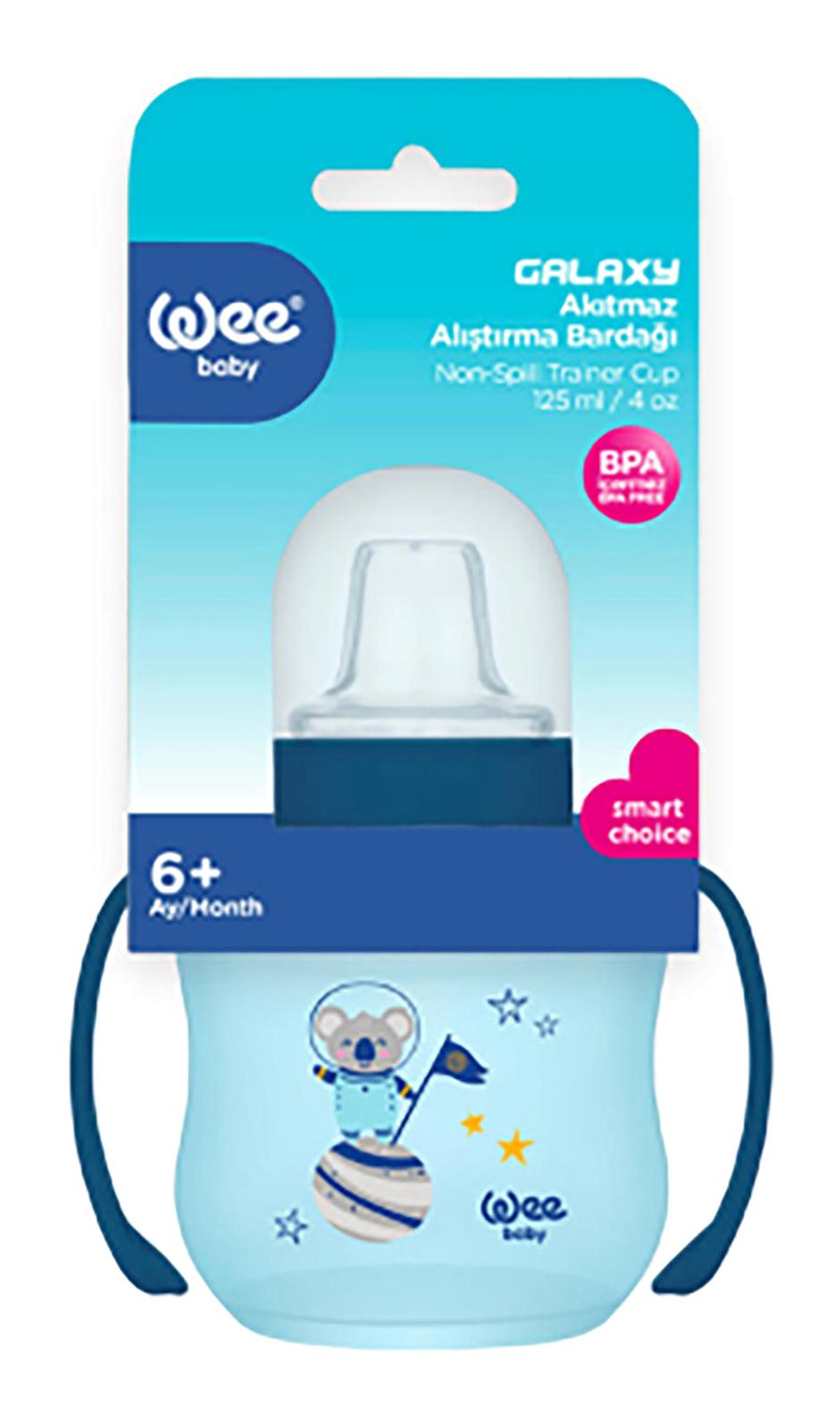 Wee Baby Akıtmaz Kulplu 6+ Ay 125 ml Alıştırma Bardağı Lacivert